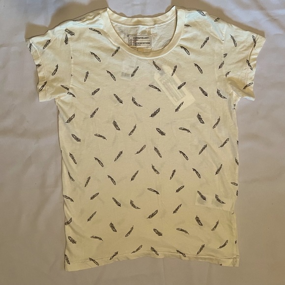 CURRENT/ELLIOTT THE CREW NECK T-SHIRT COLOR DIRTY WHITE FEATHERS SIZE 0/XS. NWT. - Picture 1 of 16